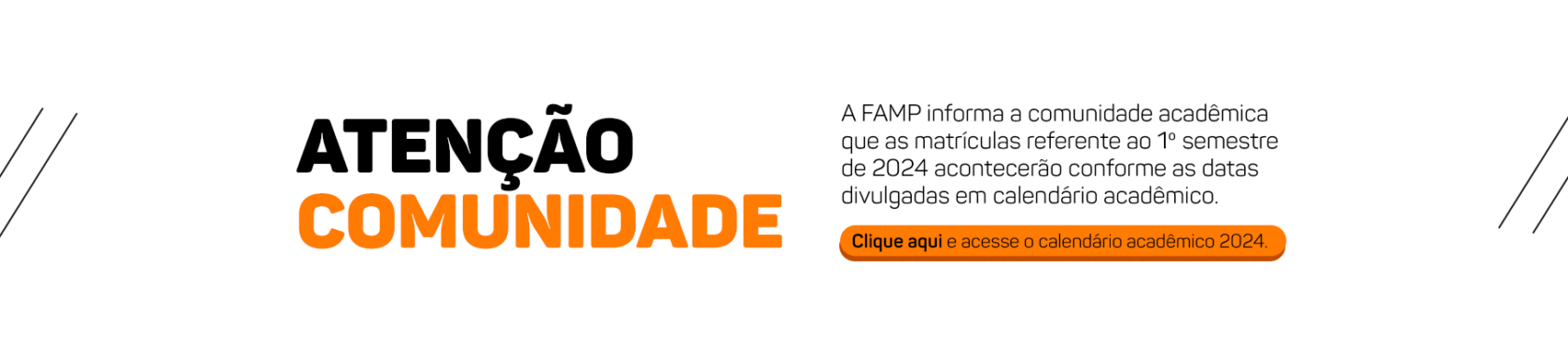banner matriculas 2024 - Faculdade FAMP.